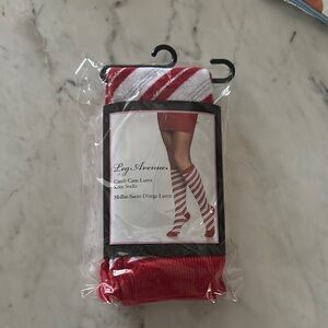 NWT Leg Avenue Red and White Candy Cane Knee Socks